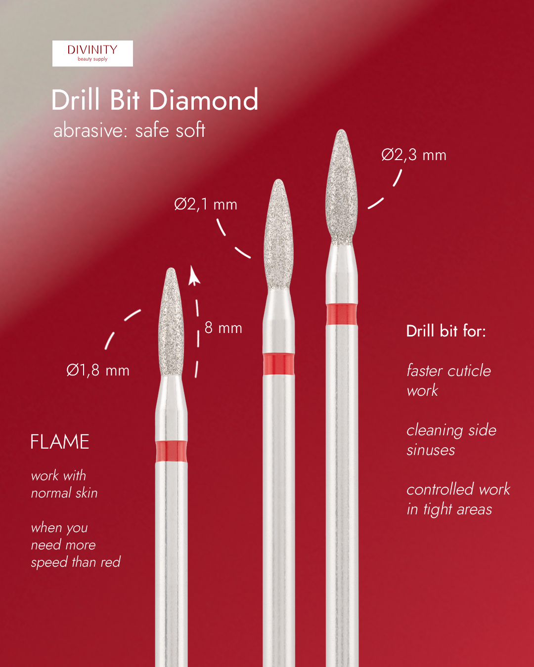 Fresa de diamante llama safe roja DIVINITY DBS-243R.021