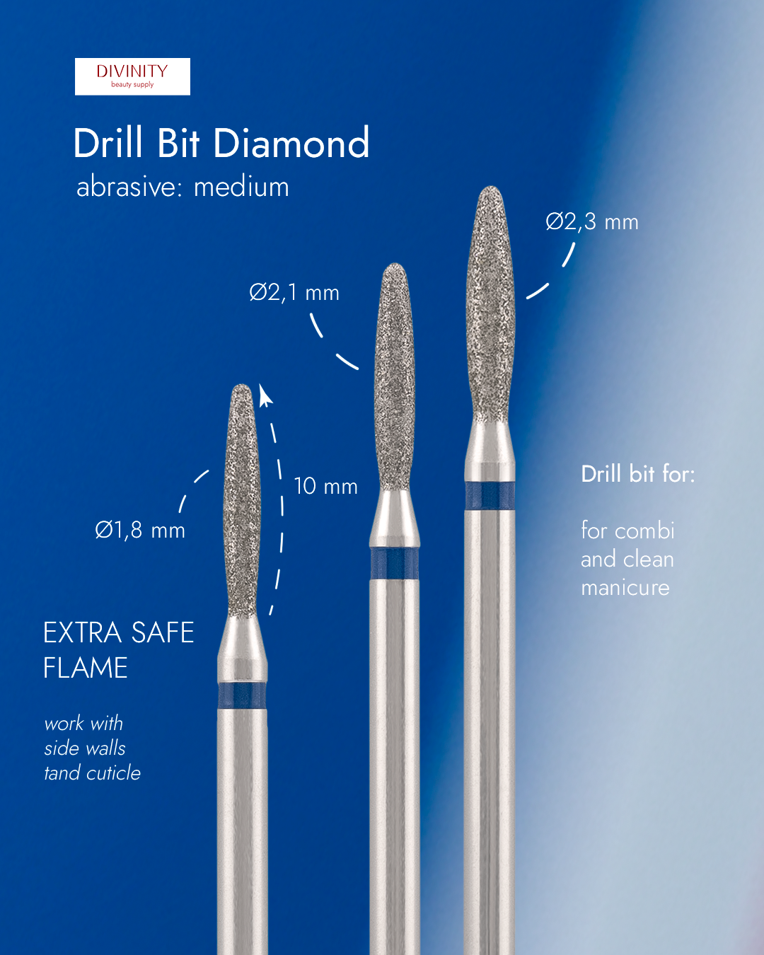 Fresa de diamante llama extra safe azul DIVINITY DBS-244B.018