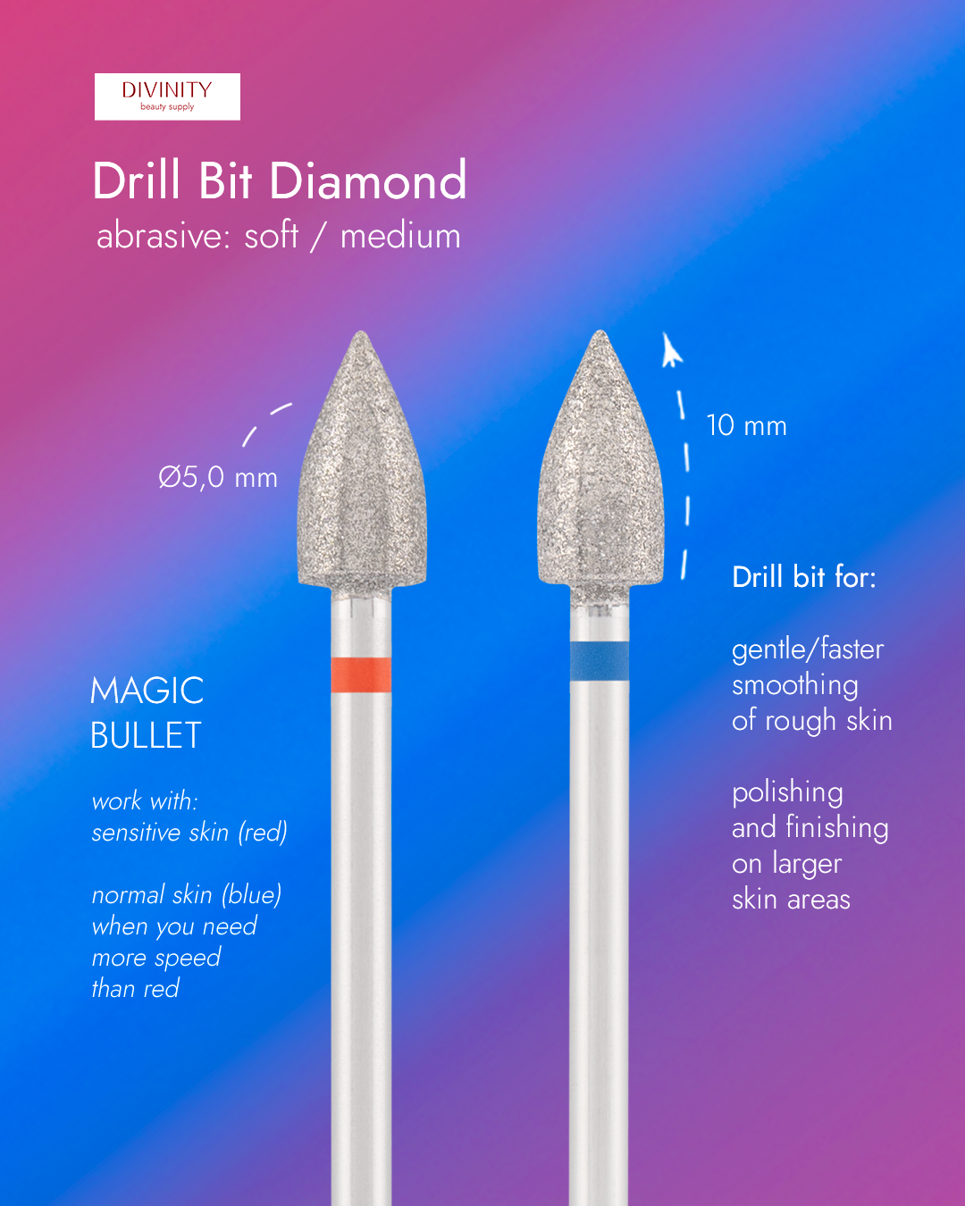 Fresa de diamante bala magic bullet azul DIVINITY DBC-250B.050