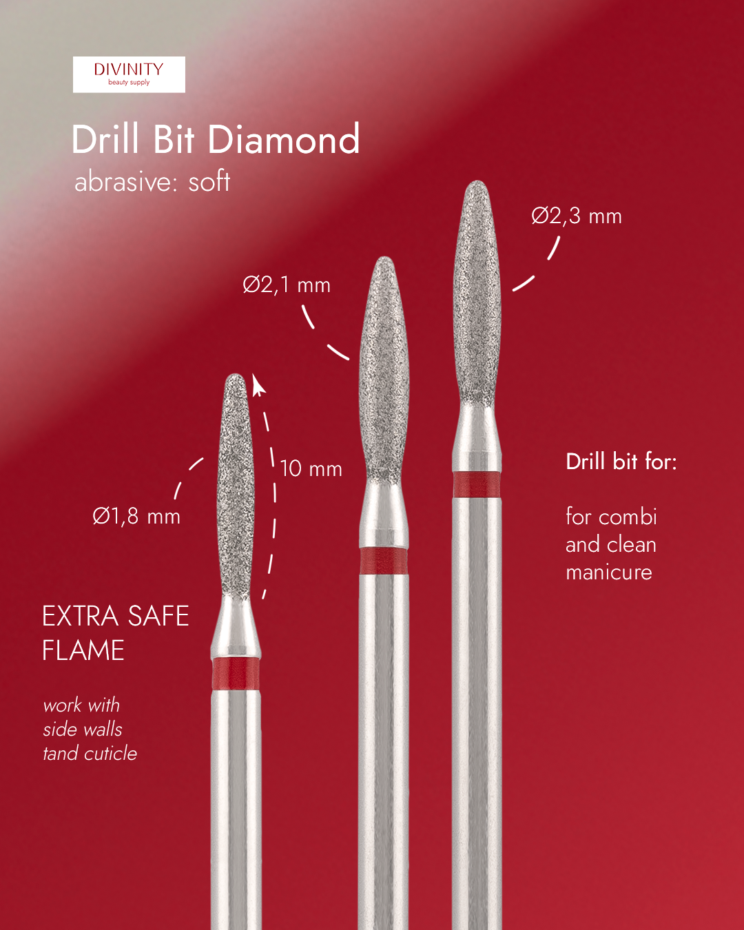 Fresa de diamante llama extra safe roja DIVINITY DBS-244R.018