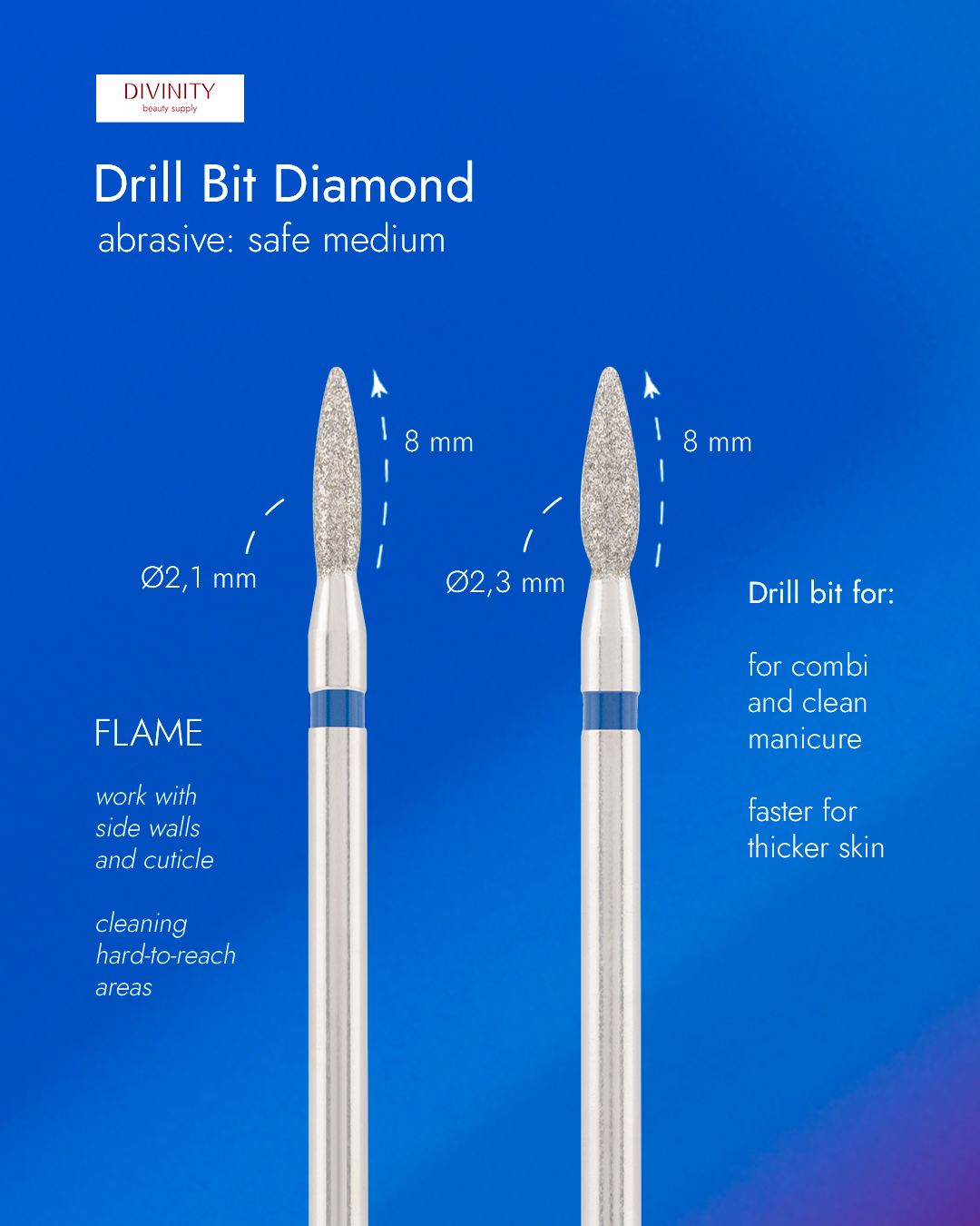 Fresa de diamante llama safe azul DIVINITY DBS-243B.023