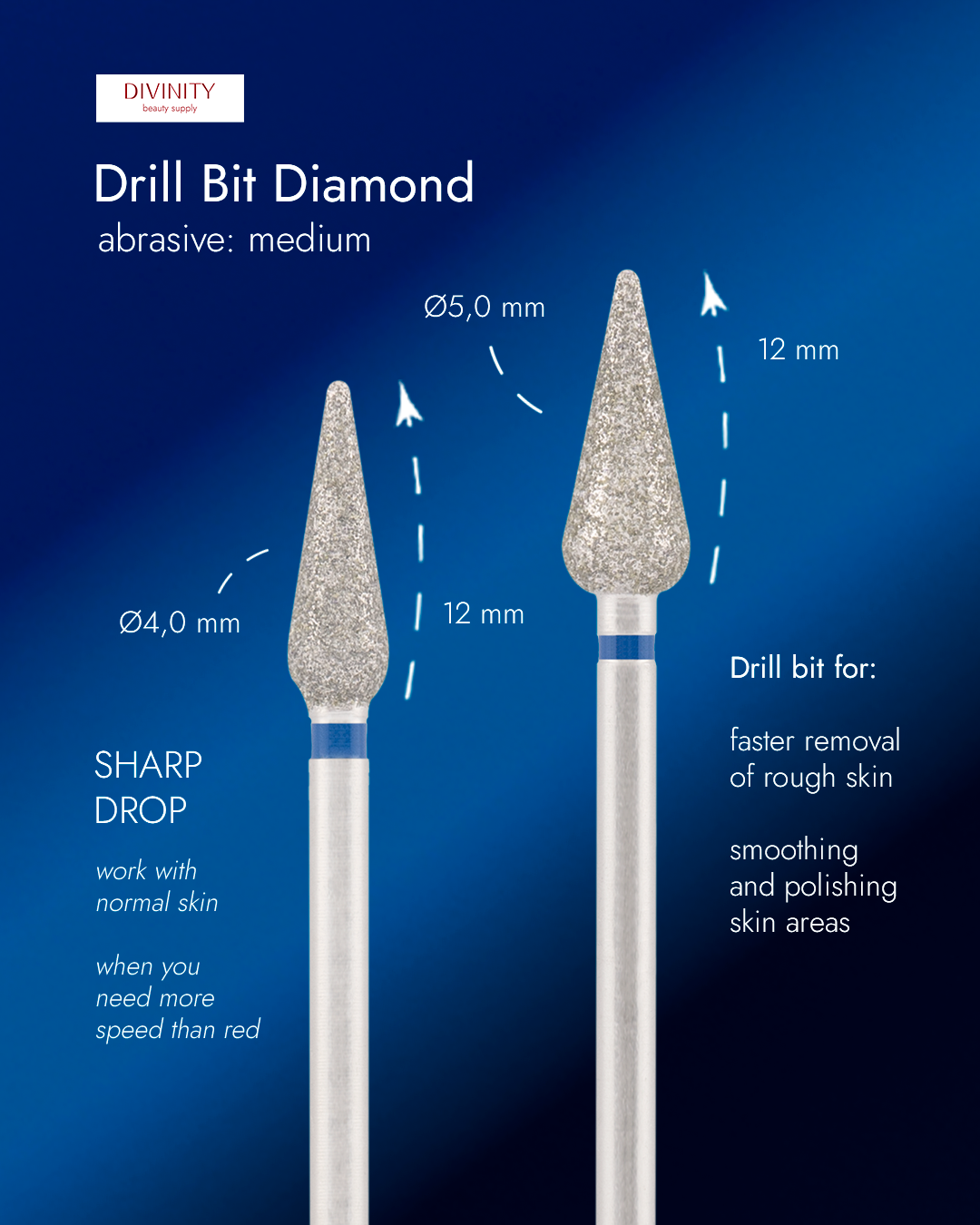 Fresa de diamante gota puntiaguda azul DIVINITY DBS-266B.040