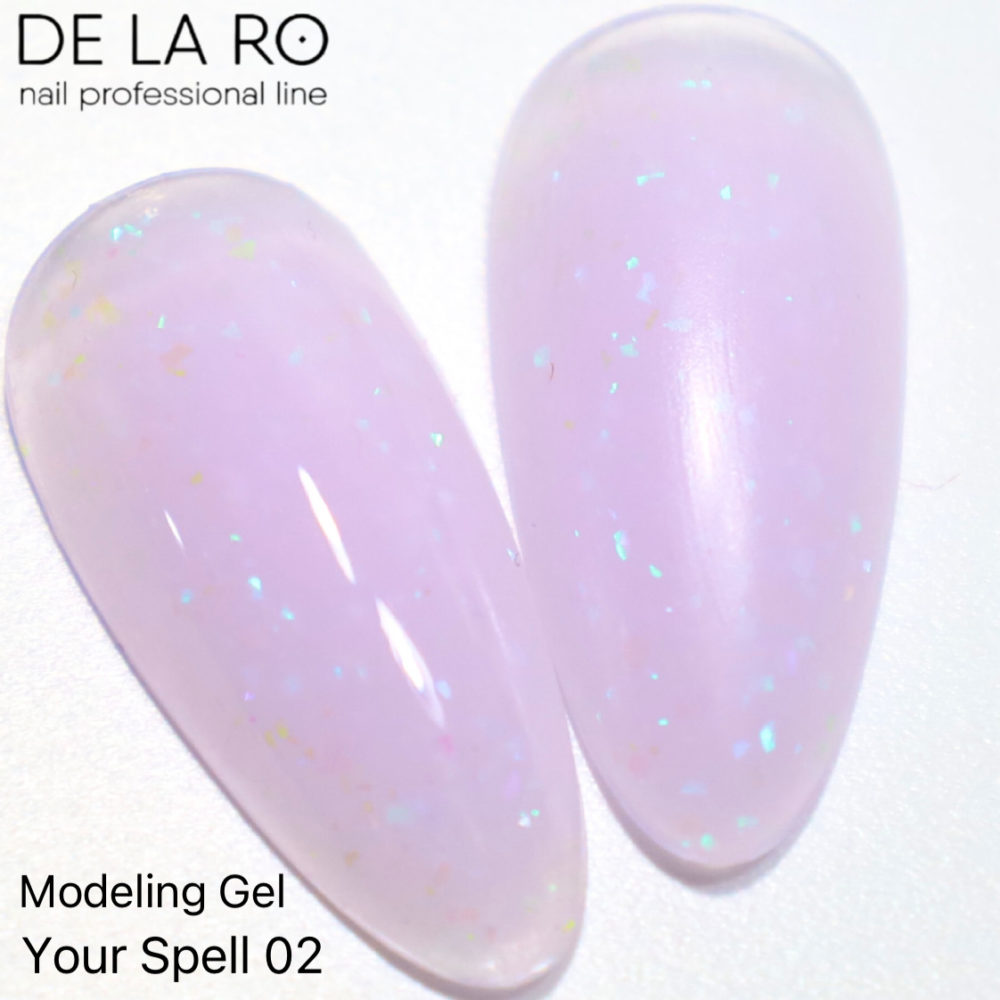 Gel modelador DE LA RO Your Spell 02 color aplicado en tips