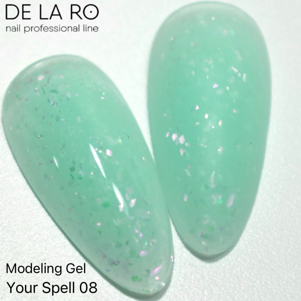 Gel modelador DE LA RO Your Spell 08 color aplicado en tips