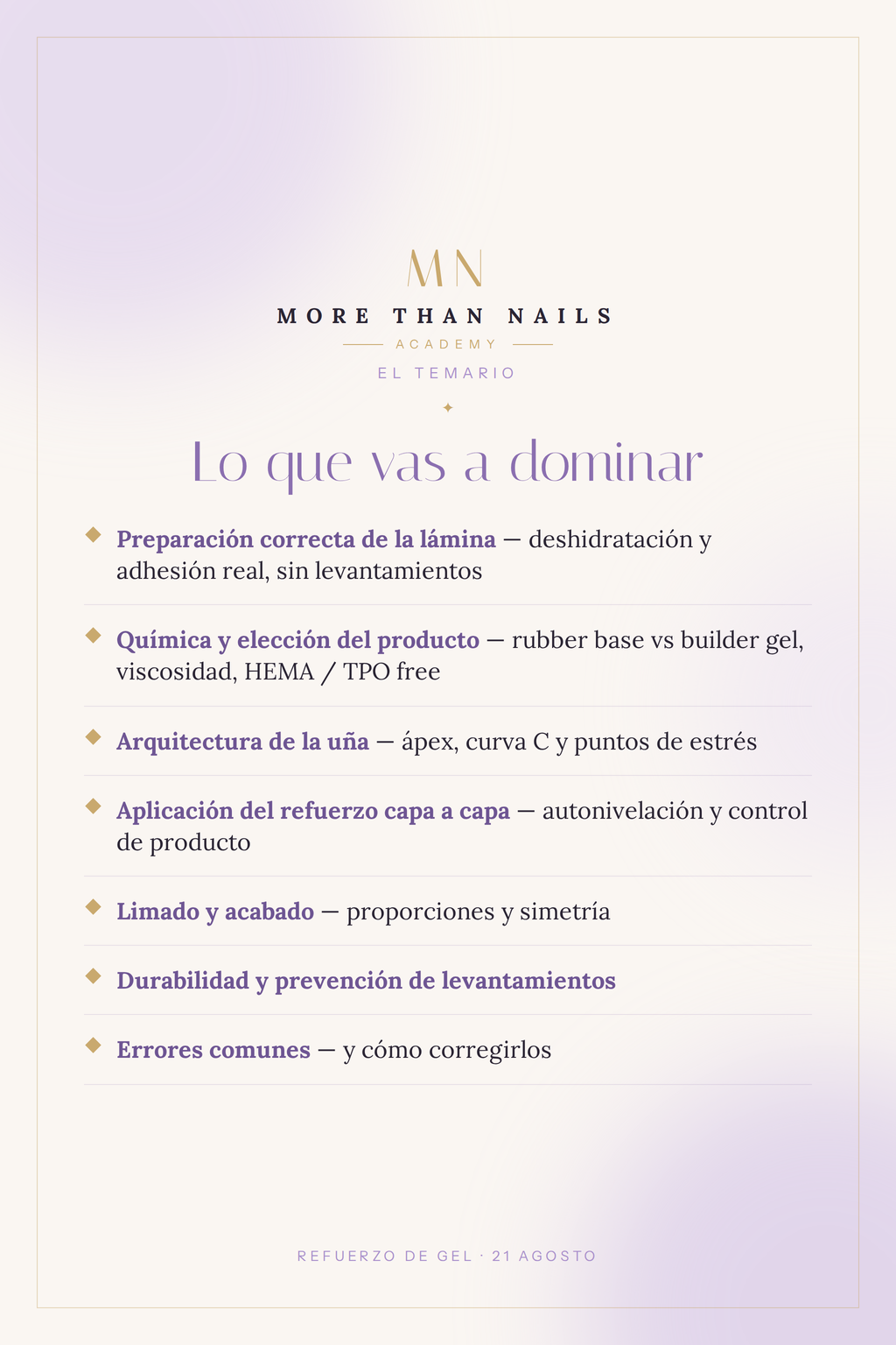 ESTRUCTURA · Masterclass de Refuerzo de Gel