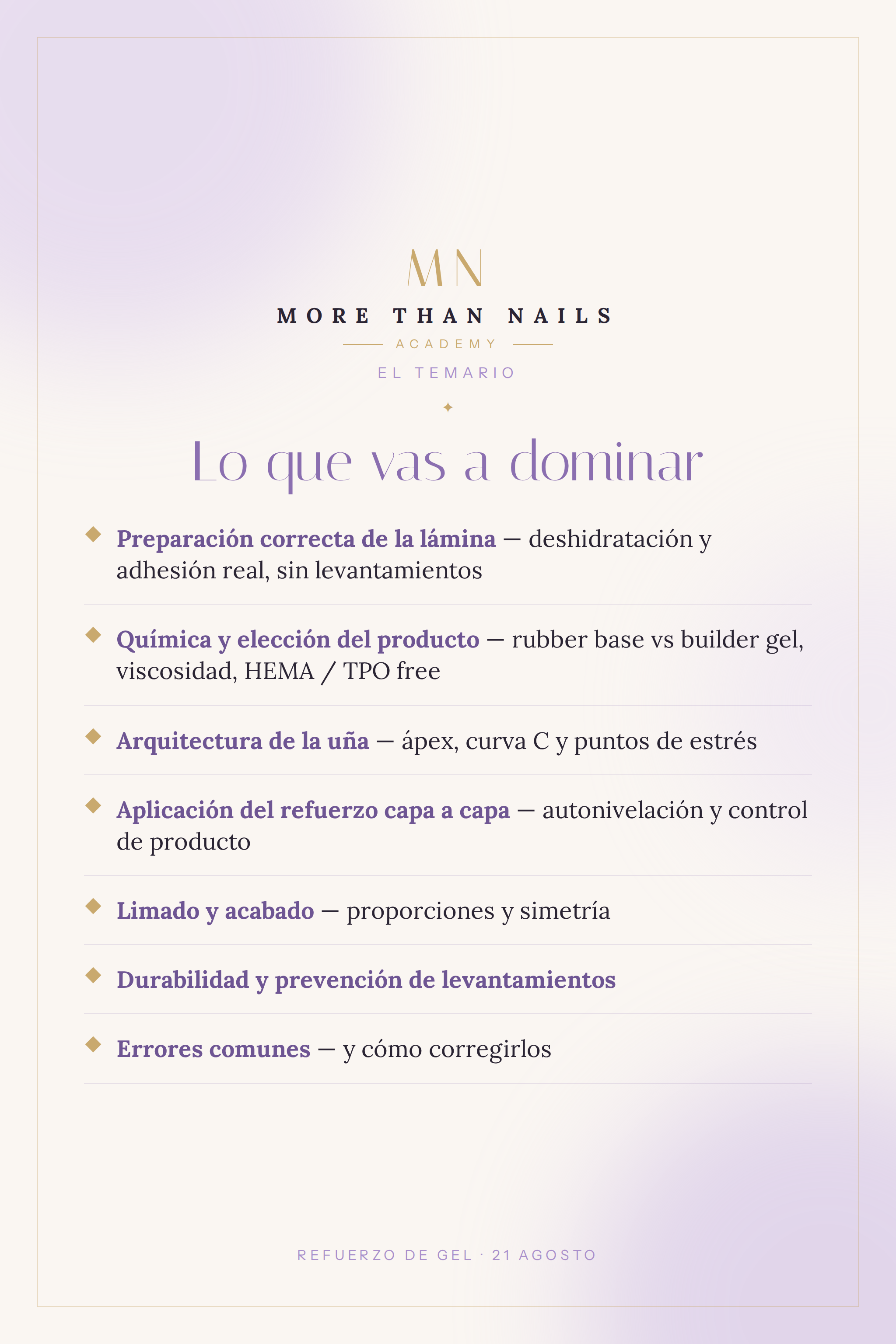 ESTRUCTURA · Masterclass de Refuerzo de Gel
