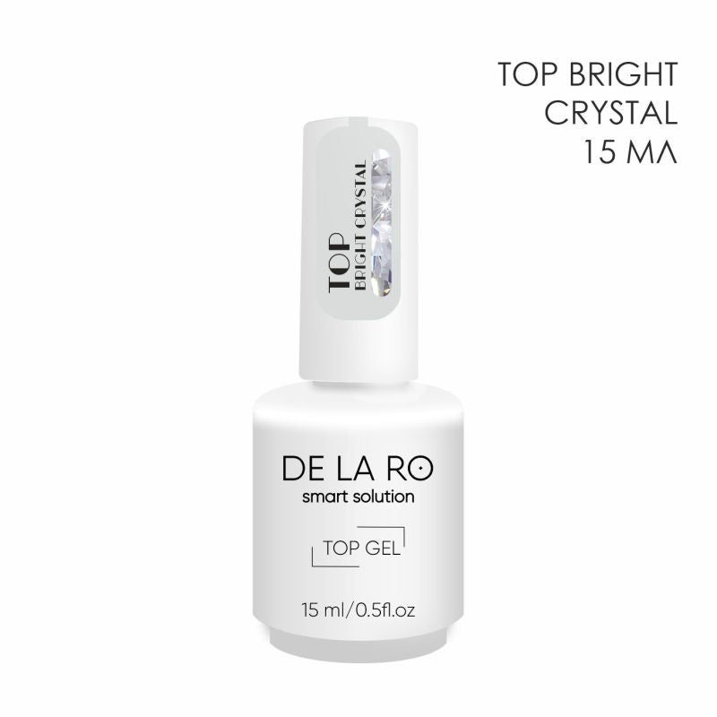 TOP BRIGHT CRYSTAL DELARO detalle - Top coat profesional brillo espejo manicura - More Than Nails Store
