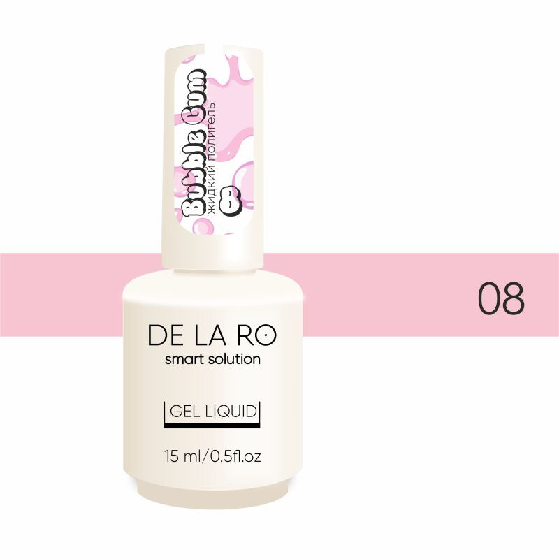 DE LA RO Polygel líquido 15 ml, Bubble Gum 08