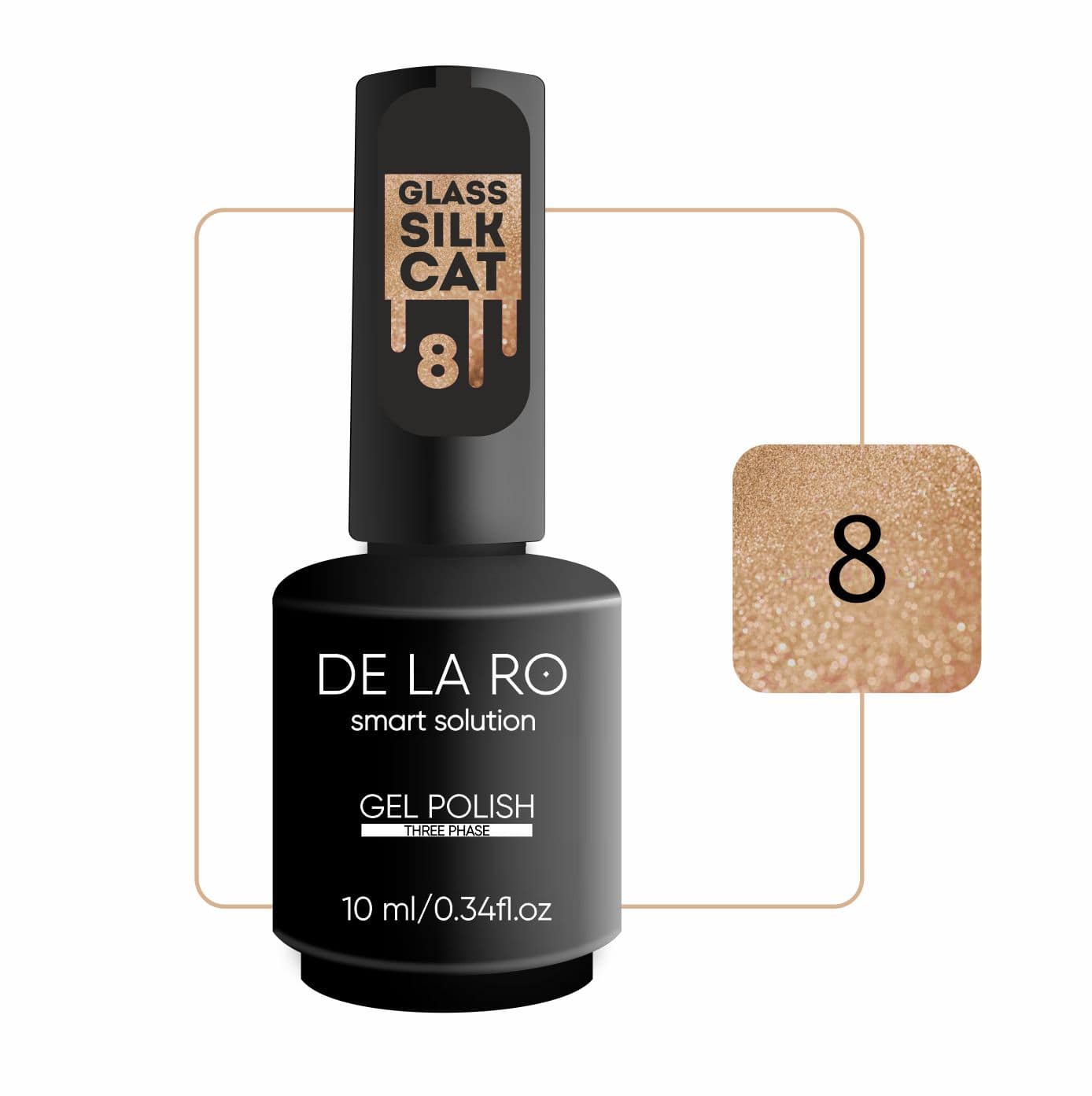DE LA RO Glass Silk Cat 08 Esmalte Semipermanente 10 ml — Efecto Ojo de Gato Sedoso