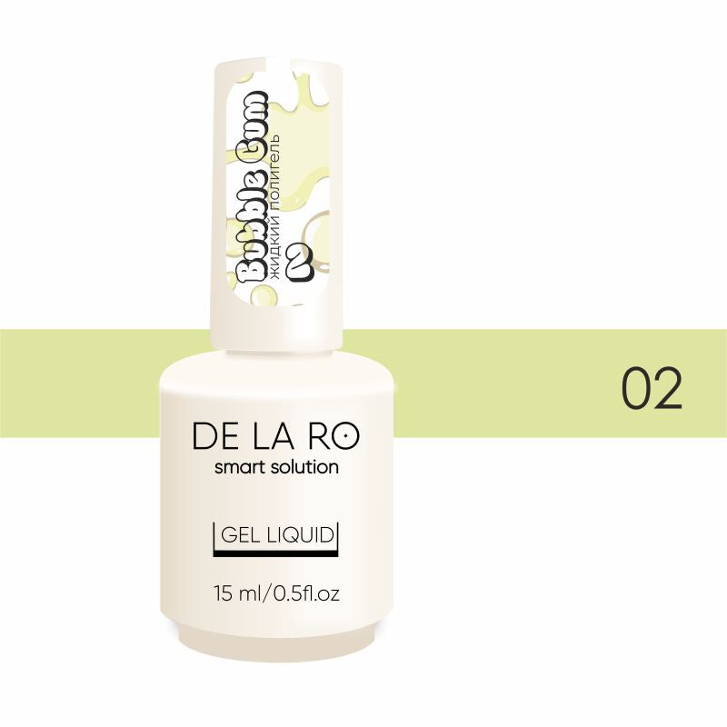 DE LA RO Polygel líquido 15 ml, Bubble Gum 02