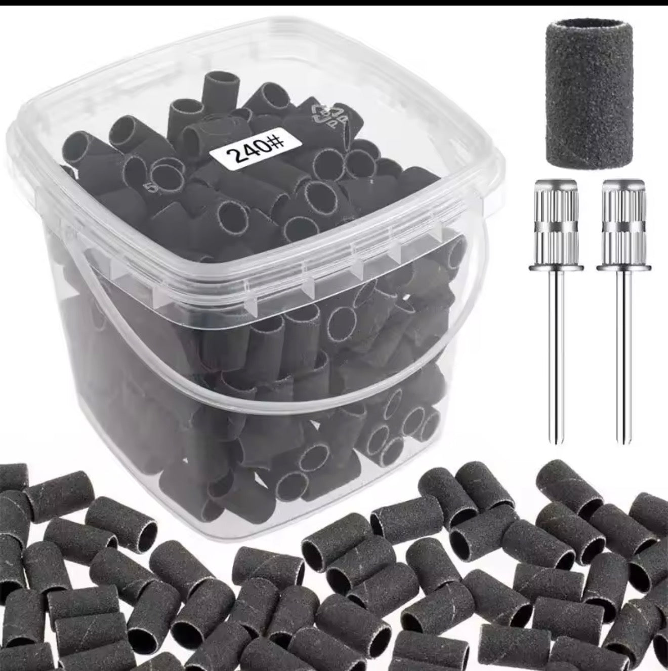 Barrilete Abrasivo Grano 240 — Recambio Desechable para Torno de Uñas