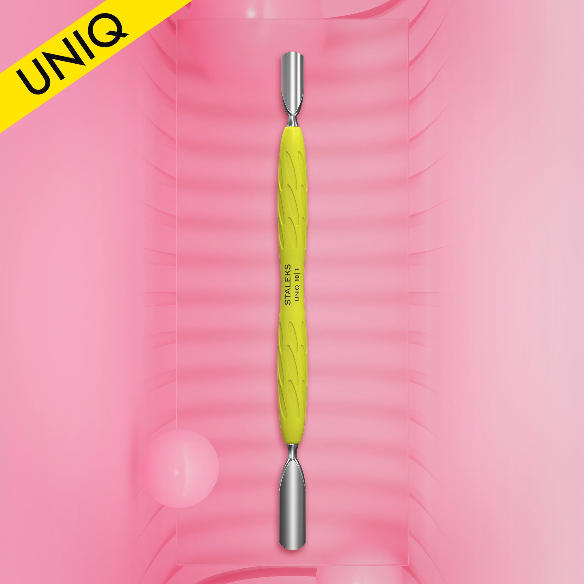 Empujador de Manicura Gummy UNIQ 10 TYPE 1 Mango de Silicona Amarillo STALEKS