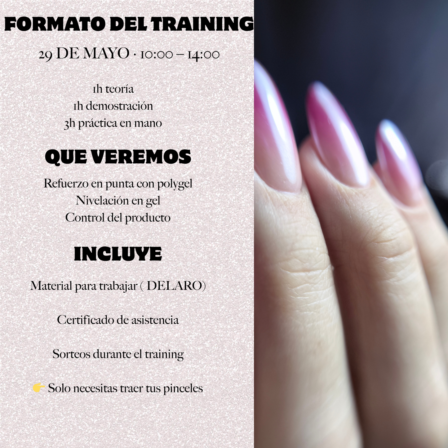 Training Técnico: Uñas sin Sobrecarga (Gel + Polygel) con Delaro