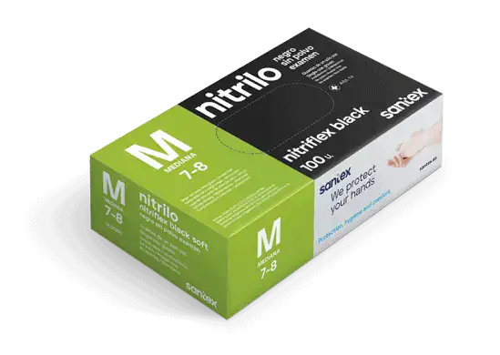GUANTES NITRILO NEGROS SIN POLVO TALLA M - SANTEX - More than nail store