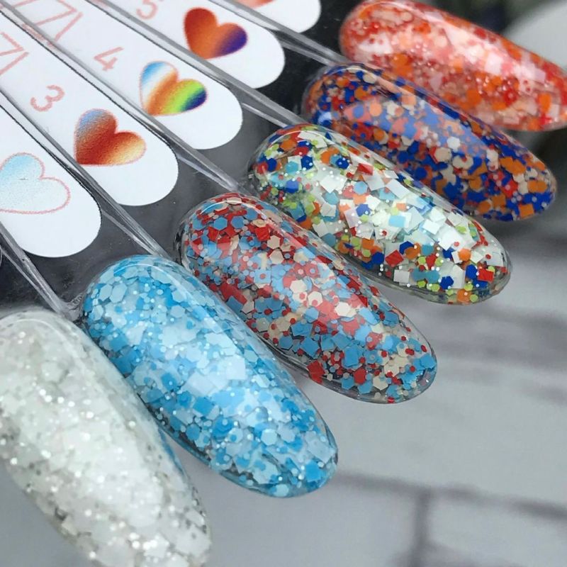 Glitter Gel Pazzl DE LA RO - muestra de colores
