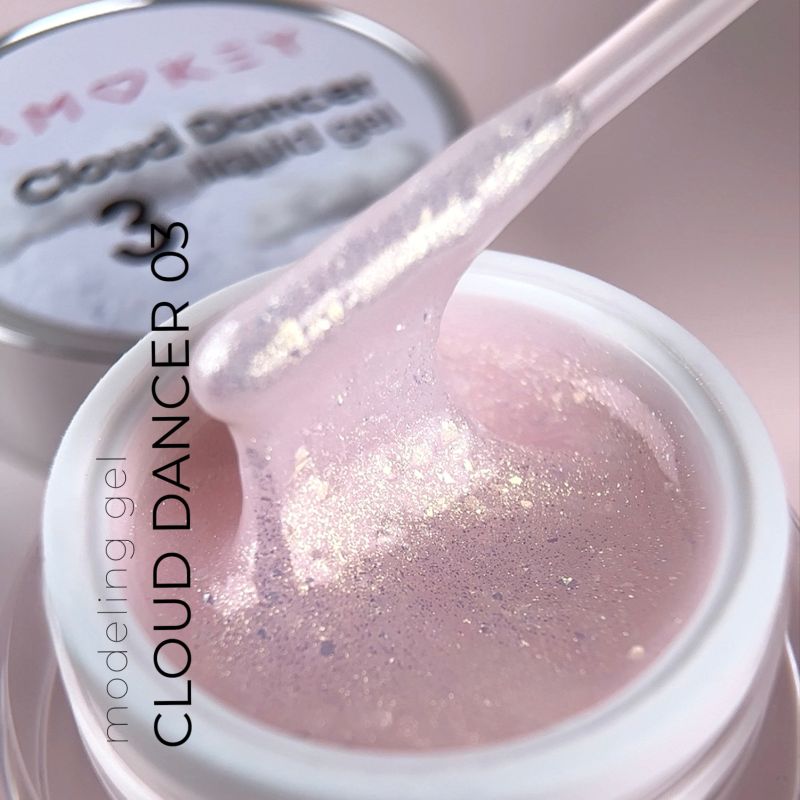 Gel Cloud Dancer Liquid 03 DE LA RO textura con shimmer
