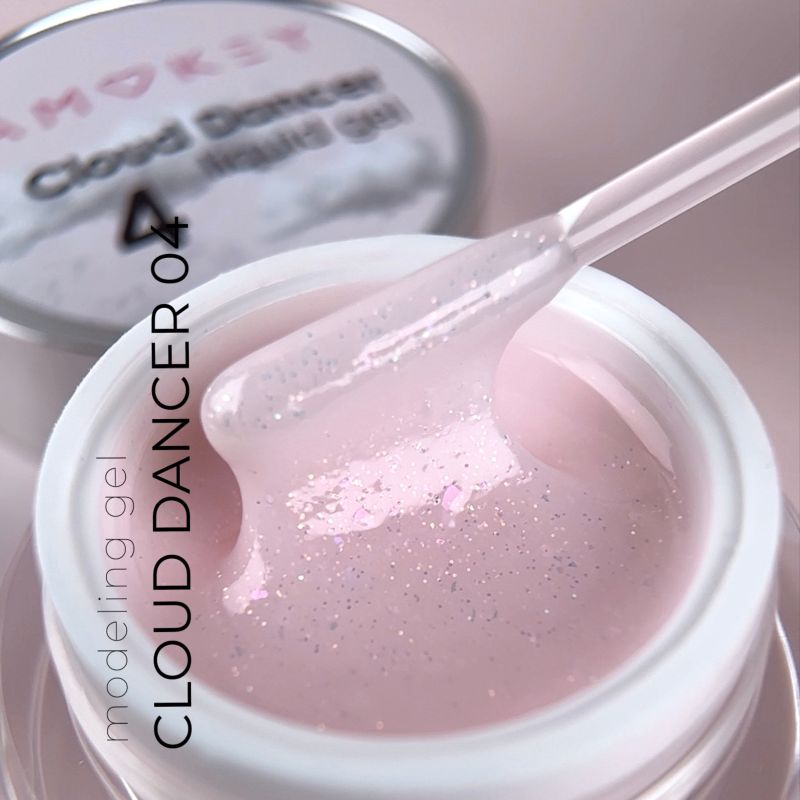 Gel Cloud Dancer Liquid 04 DE LA RO textura con shimmer